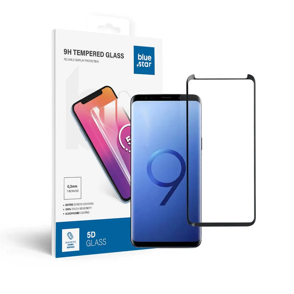 Panzerglas Blue Star 3D - SAM Galaxy S9 Plus (full glue/case friendly) - schwarz