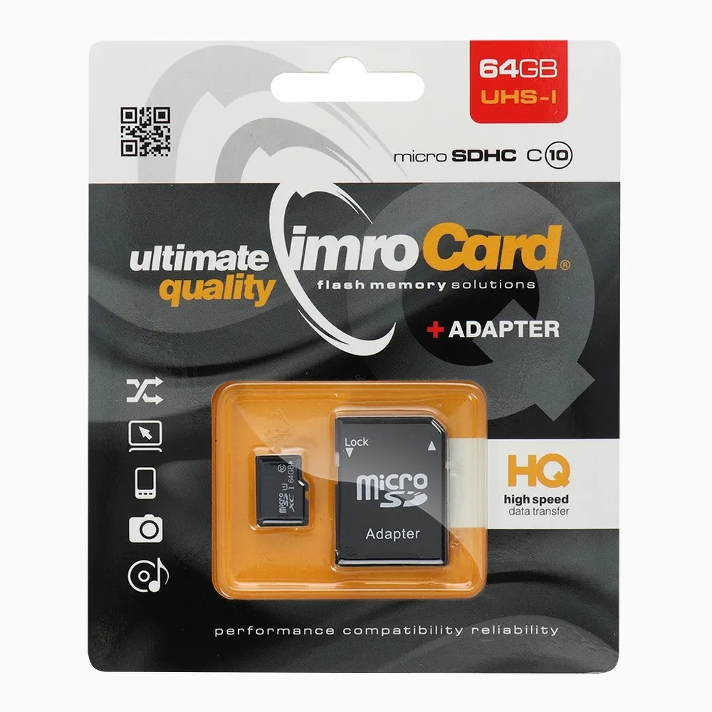 SPEICHERKARTE IMRO microSD 64 GB Klasse 10 UHS mit SD Adapter