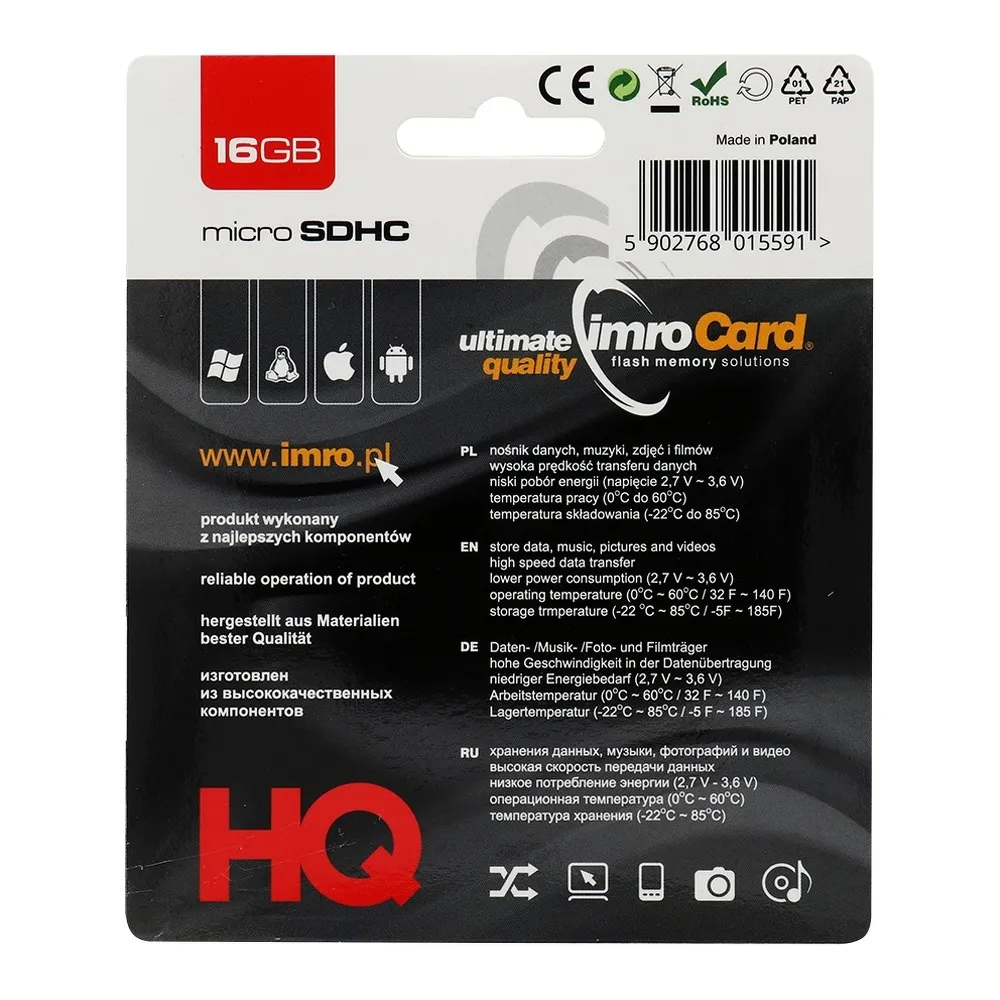 SPEICHERKARTE IMRO microSD 16GB ohne SD Adapter
