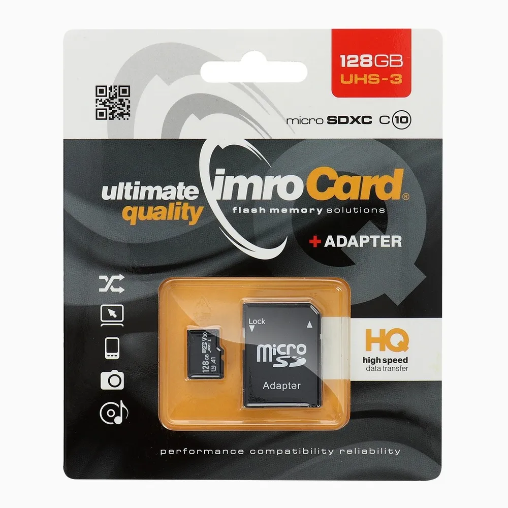 SPEICHERKARTE IMRO microSD 128GB mit SD Adapter 10 UHS-3 100MB/s 4K