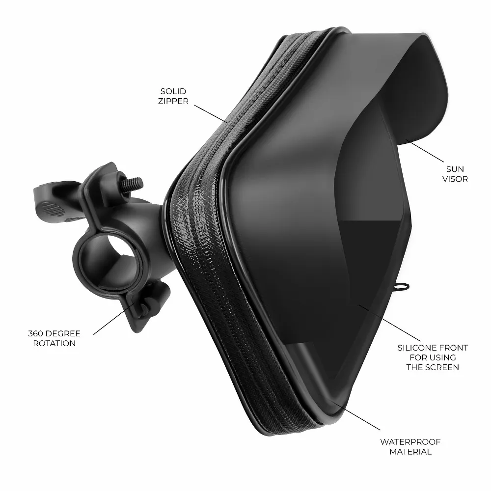 Fahrradhalterung mit wasserdichtem Verschluss und Schirmdach 5,5 "- 6,3"