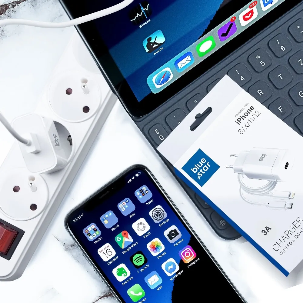 Ladegerät Blue Star fur iPhone X/11/12/13/14 - 18W mit PD Ladefunktion