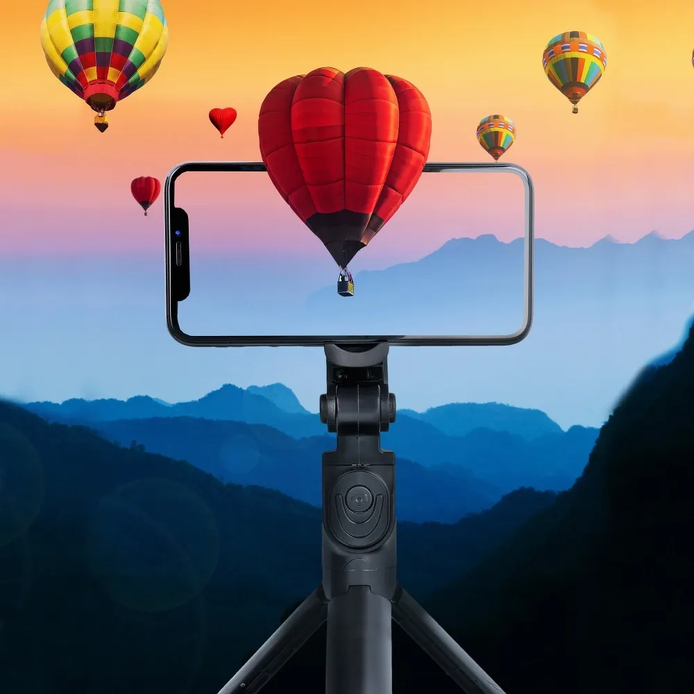 Universal Halterung TRIPOD passend für Handy und Kamera (selfie set) Bluetooth Schalter mit Spigel SSTR-11 schwarz