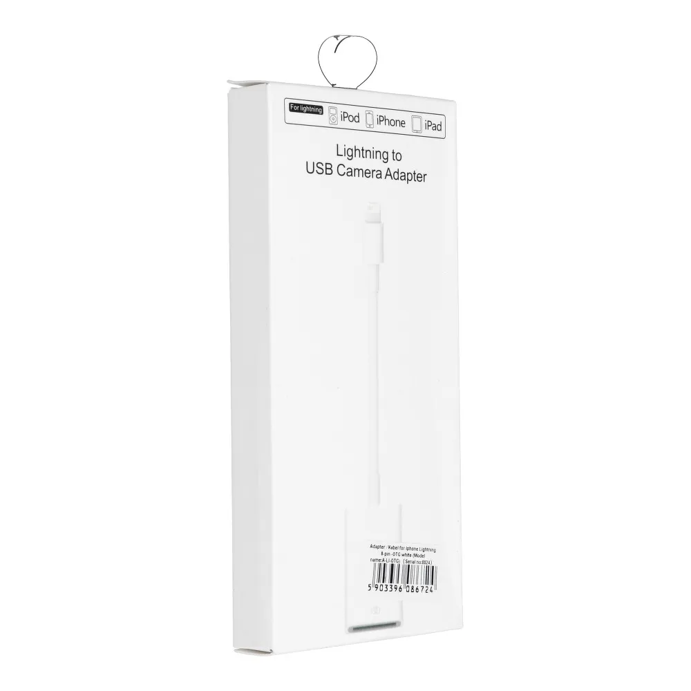 Adapter OTG passend für USB A - iPhone Lightning 8-pin weiß