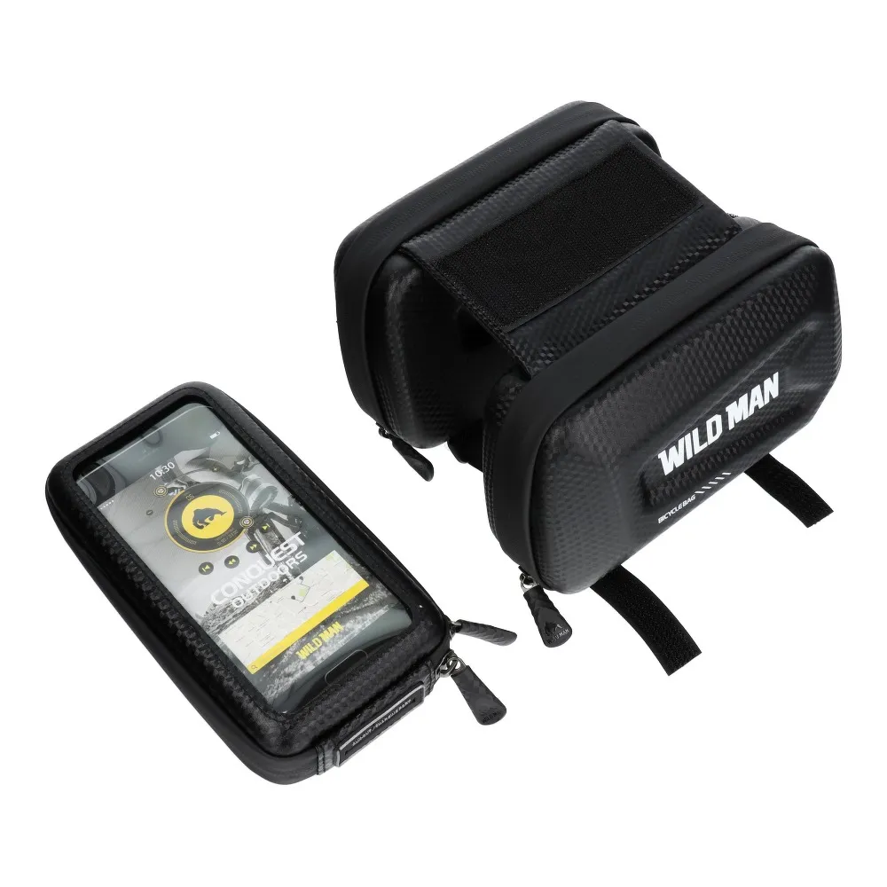 Fahrradhalter / Tasche mit einer Abdeckung passend für den Rahmen mit einem Schloss WILDMAN E6S 1,2L 4" - 7"