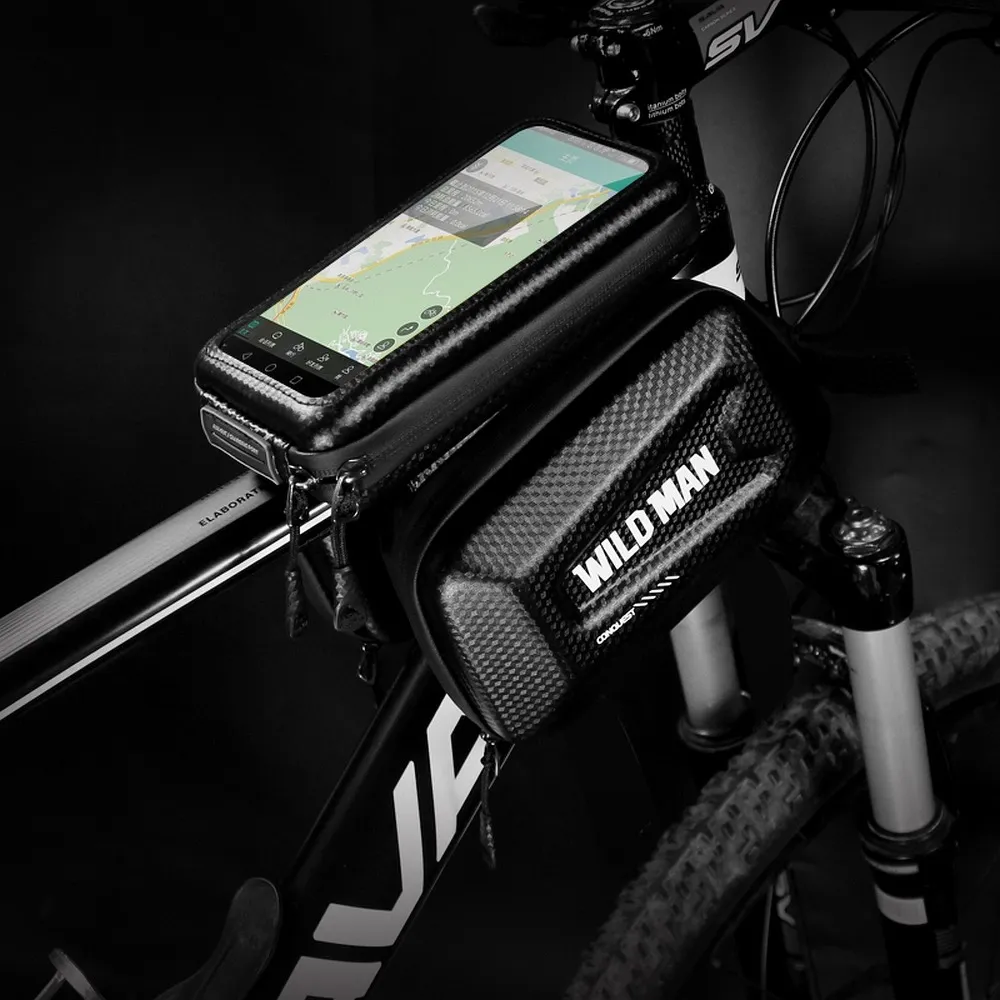 Fahrradhalter / Tasche mit einer Abdeckung passend für den Rahmen mit einem Schloss WILDMAN E6S 1,2L 4" - 7"
