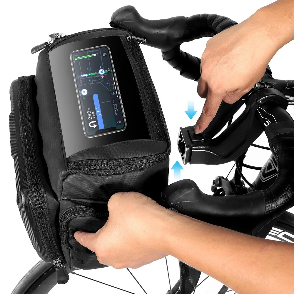 Fahrradhalter / Tasche mit Lenkerabdeckung, mit Schloss WILDMAN GS6 4L 4" - 7"