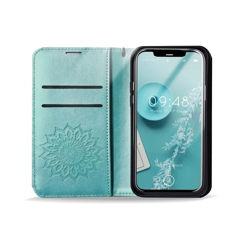 MEZZO Book Case passend für SAMSUNG S21 Mandala grün