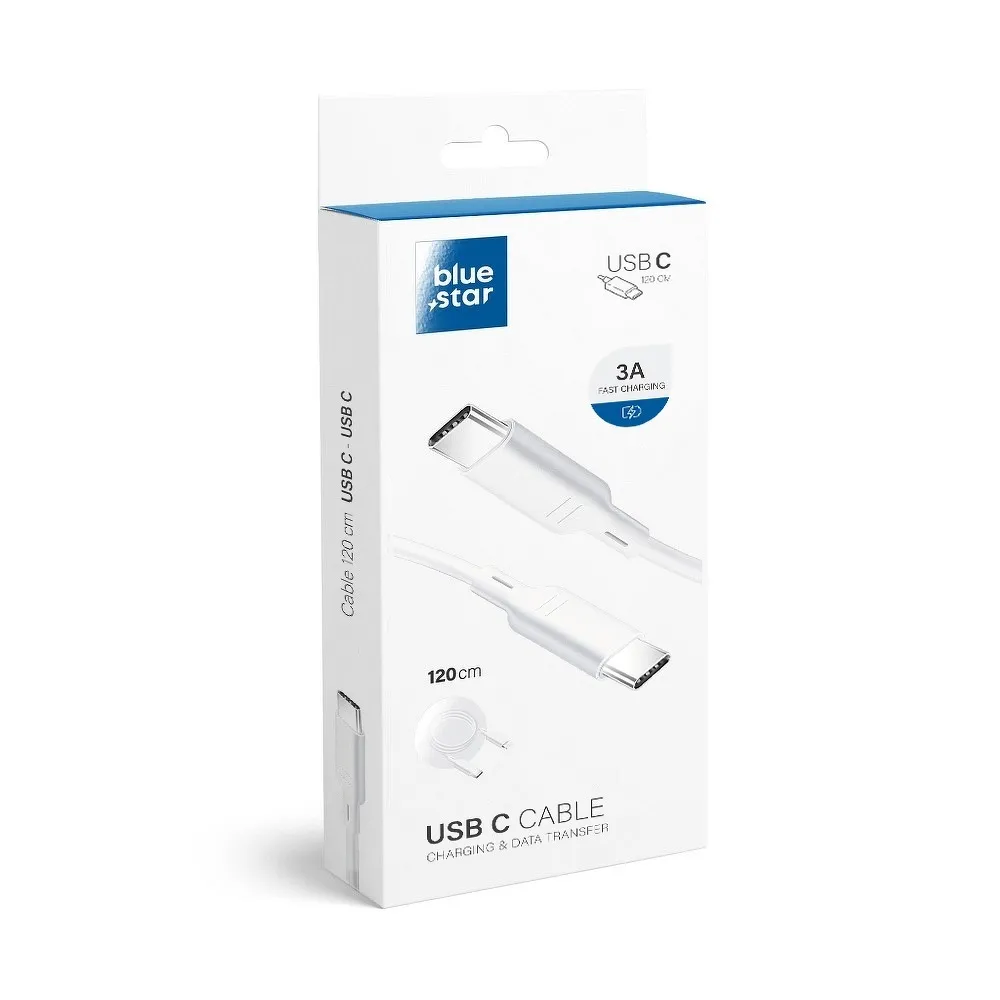 Kabel Blue Star mit USB C/USB C Anschluss 3A (PD standard)