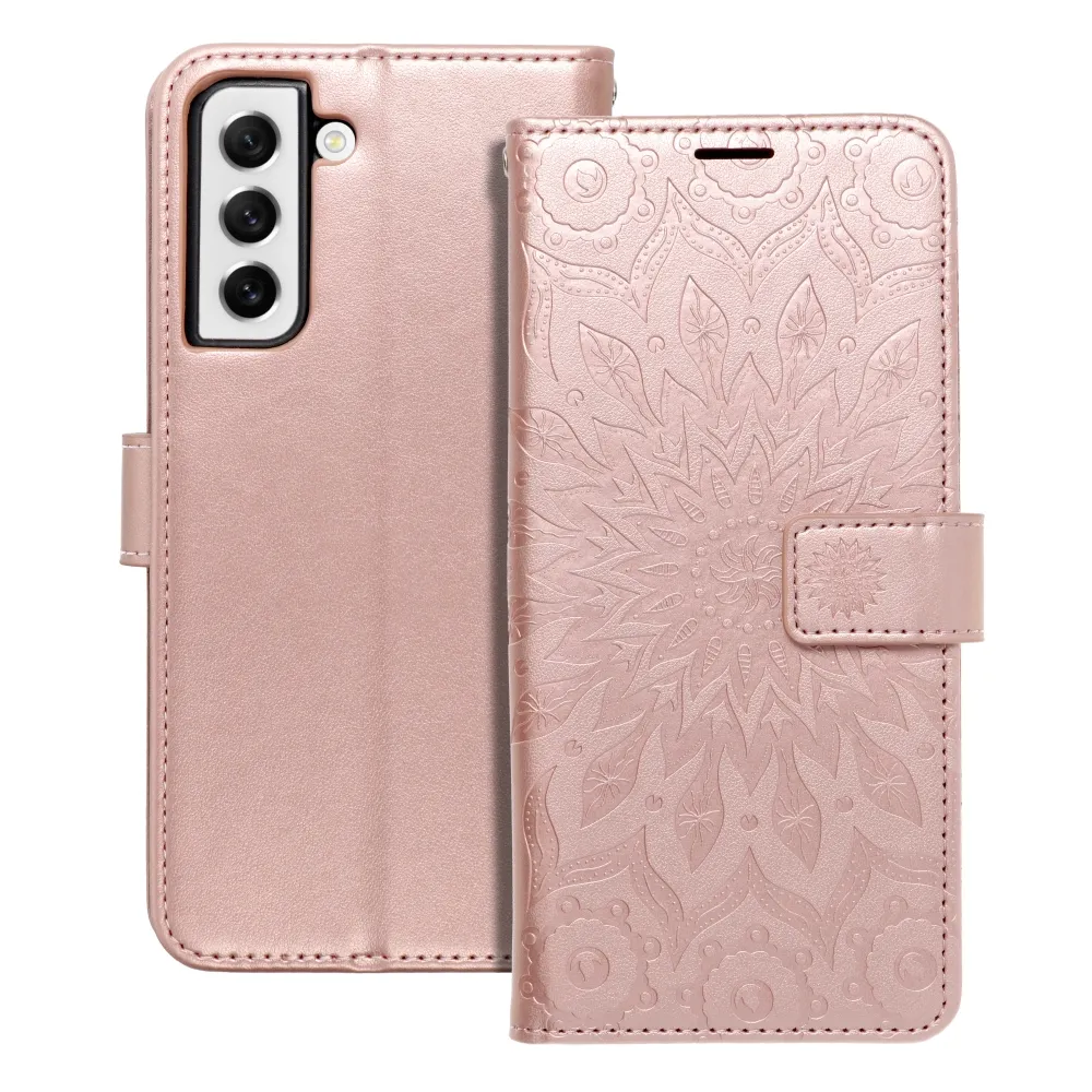 MEZZO Book Case passend für SAMSUNG S21 FE Mandala gold rosa