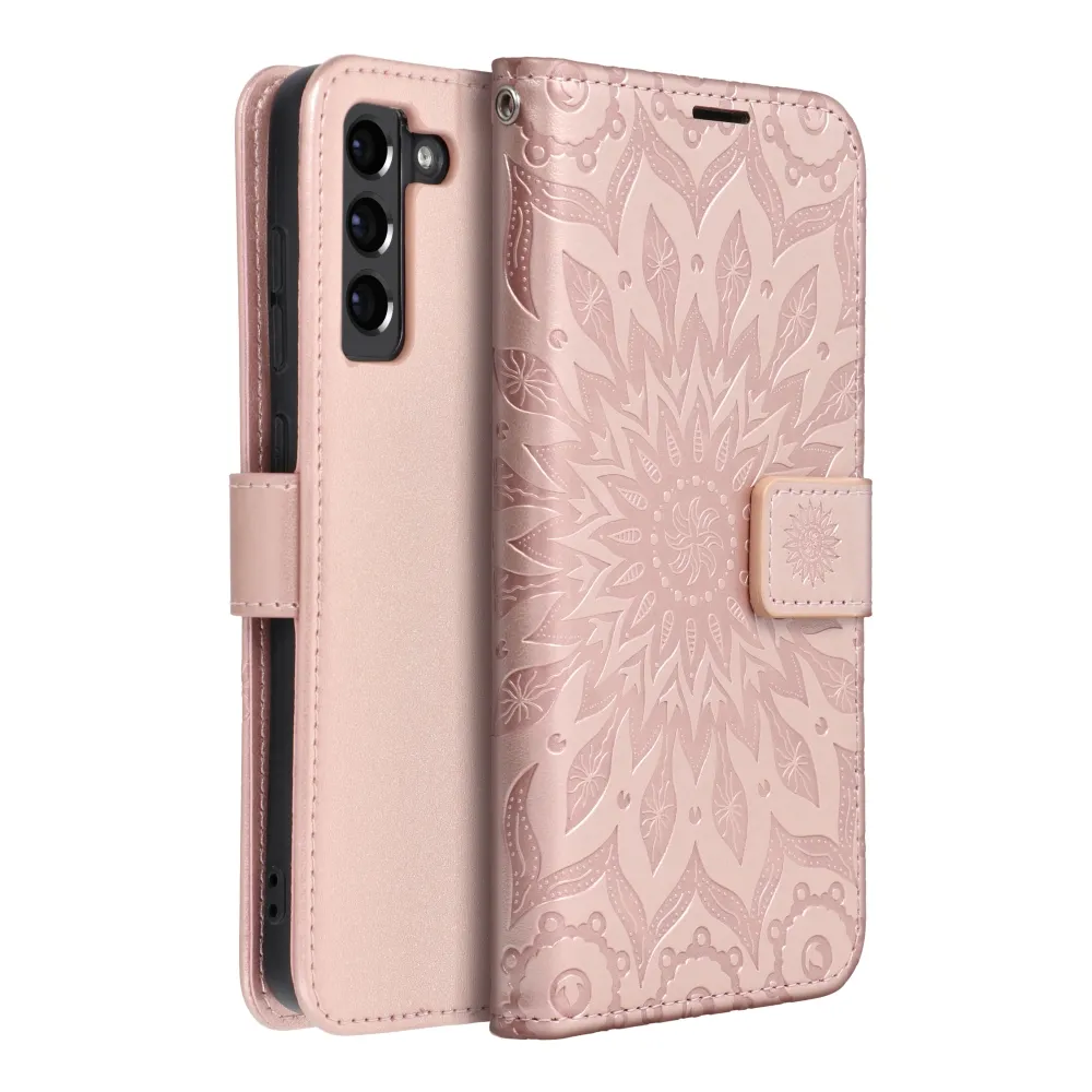 MEZZO Book Case passend für SAMSUNG S21 FE Mandala gold rosa
