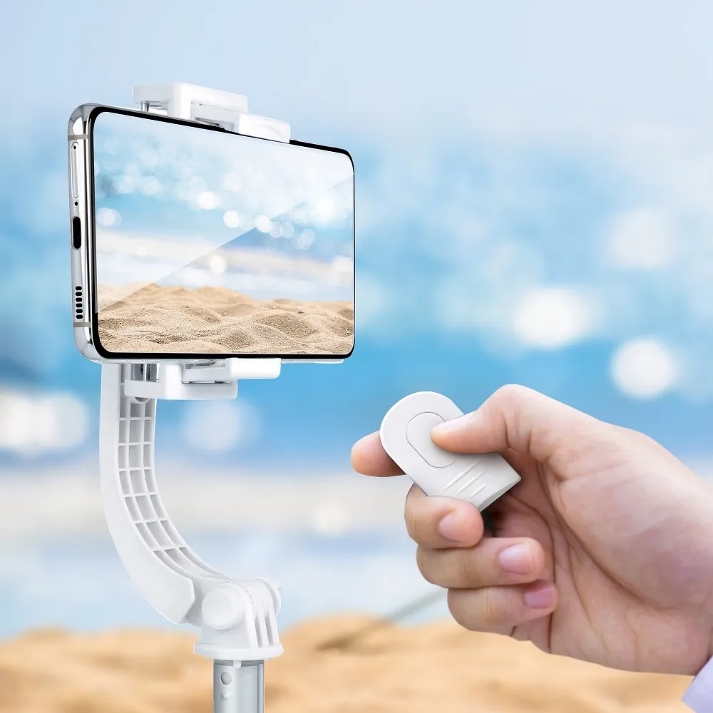Kit / Selfie-Halter mit Bluetooth-Fernbedienung Stativ GIMBAL Stabilisator weiß SSTR-L08