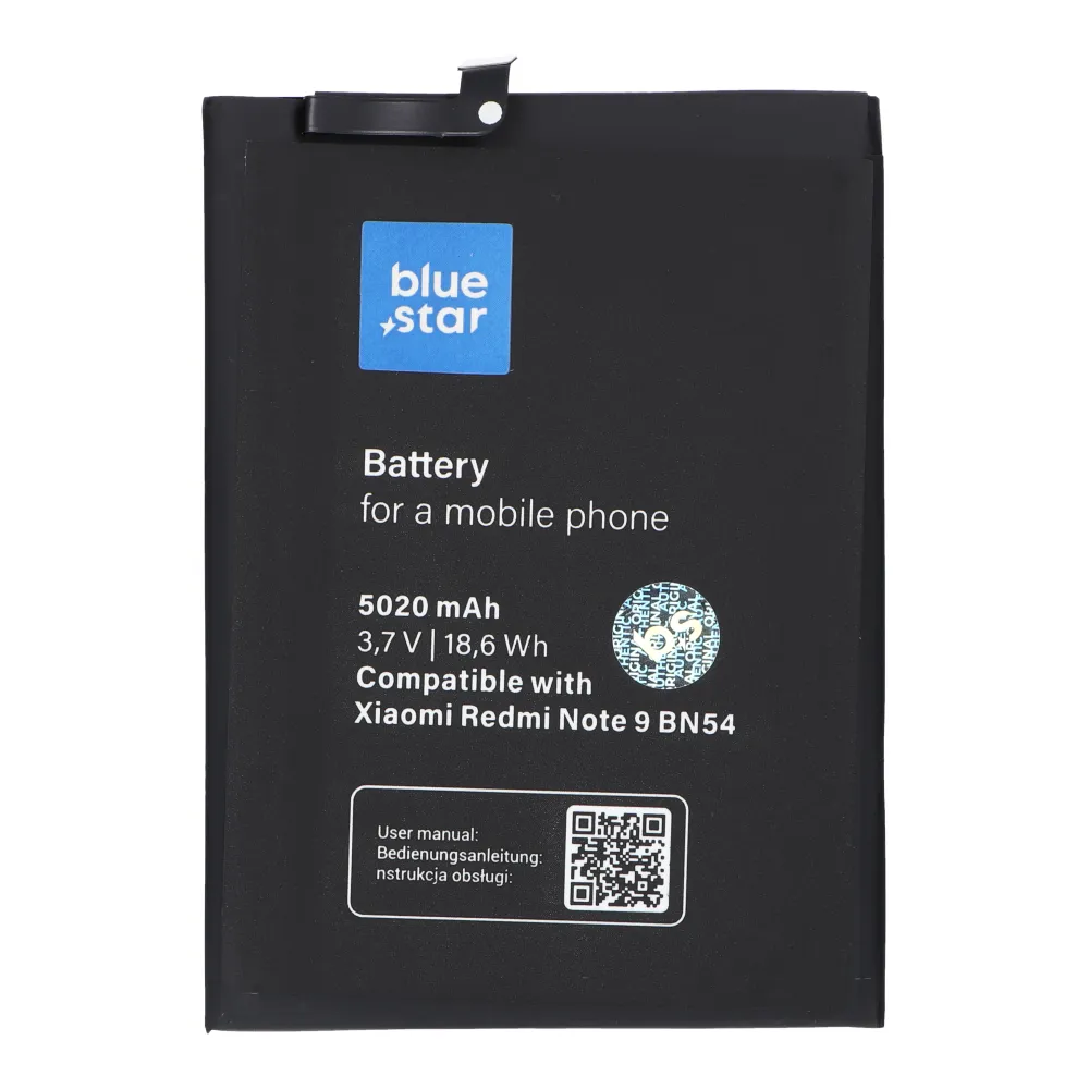 AKKU passend für Xiaomi Redmi Note 9 (BN54) 5020 mAh Li-Ion Blue Star