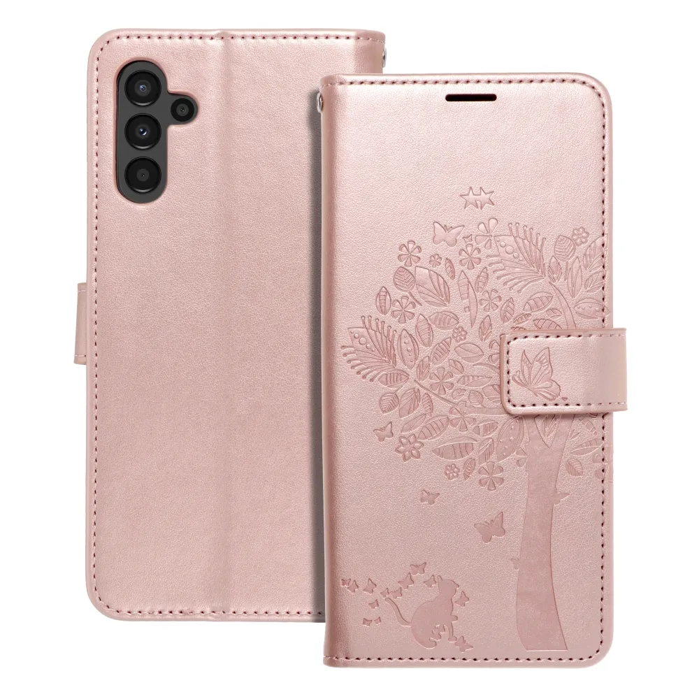MEZZO Book Case passend für SAMSUNG A13 5G / A04S Baum gold rosa