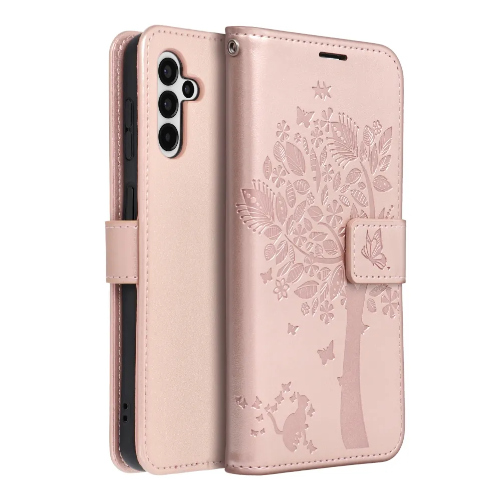 MEZZO Book Case passend für SAMSUNG A13 5G / A04S Baum gold rosa