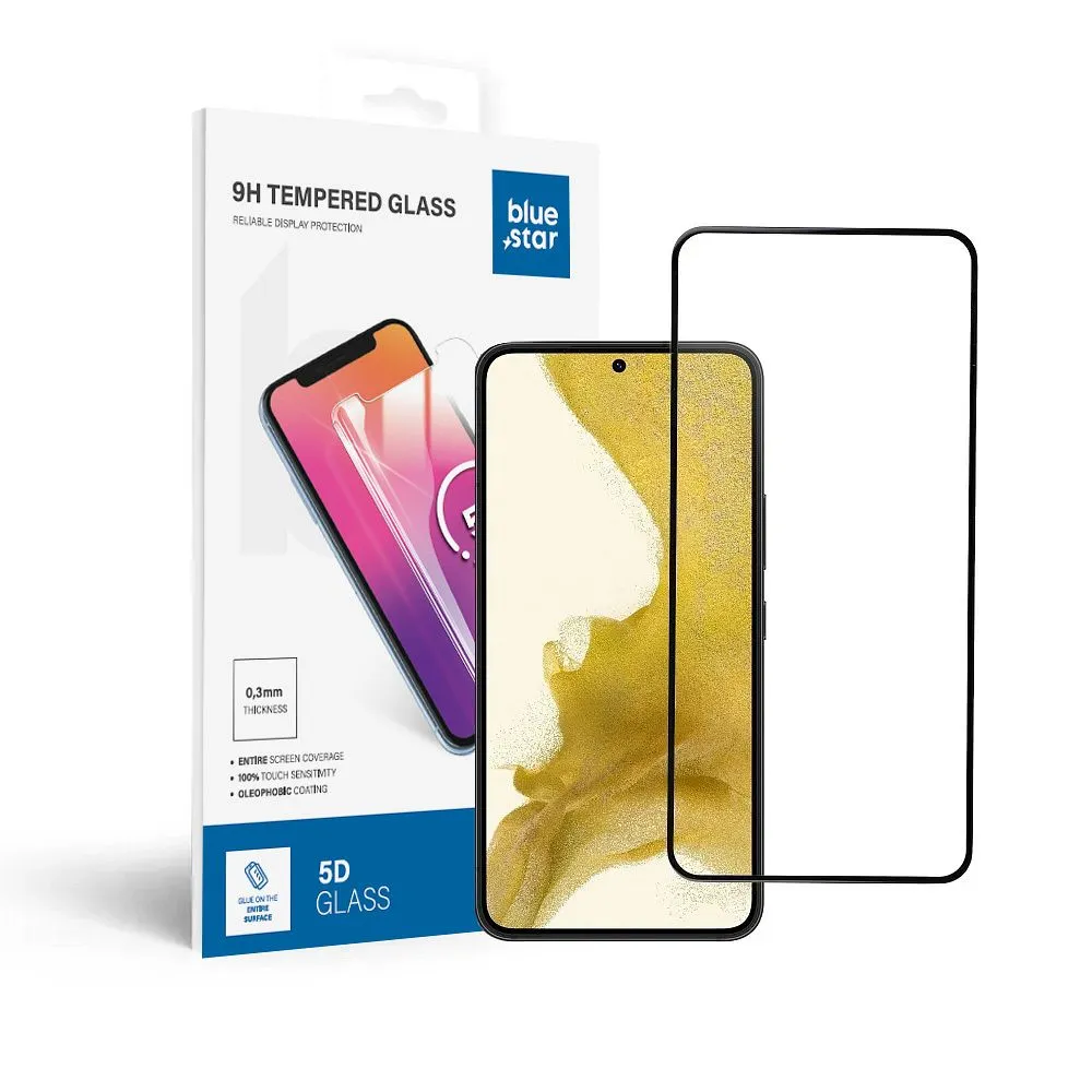 Panzerglas Blue Star 3D - SAM Galaxy S22 (full glue/case friendly) - schwarz