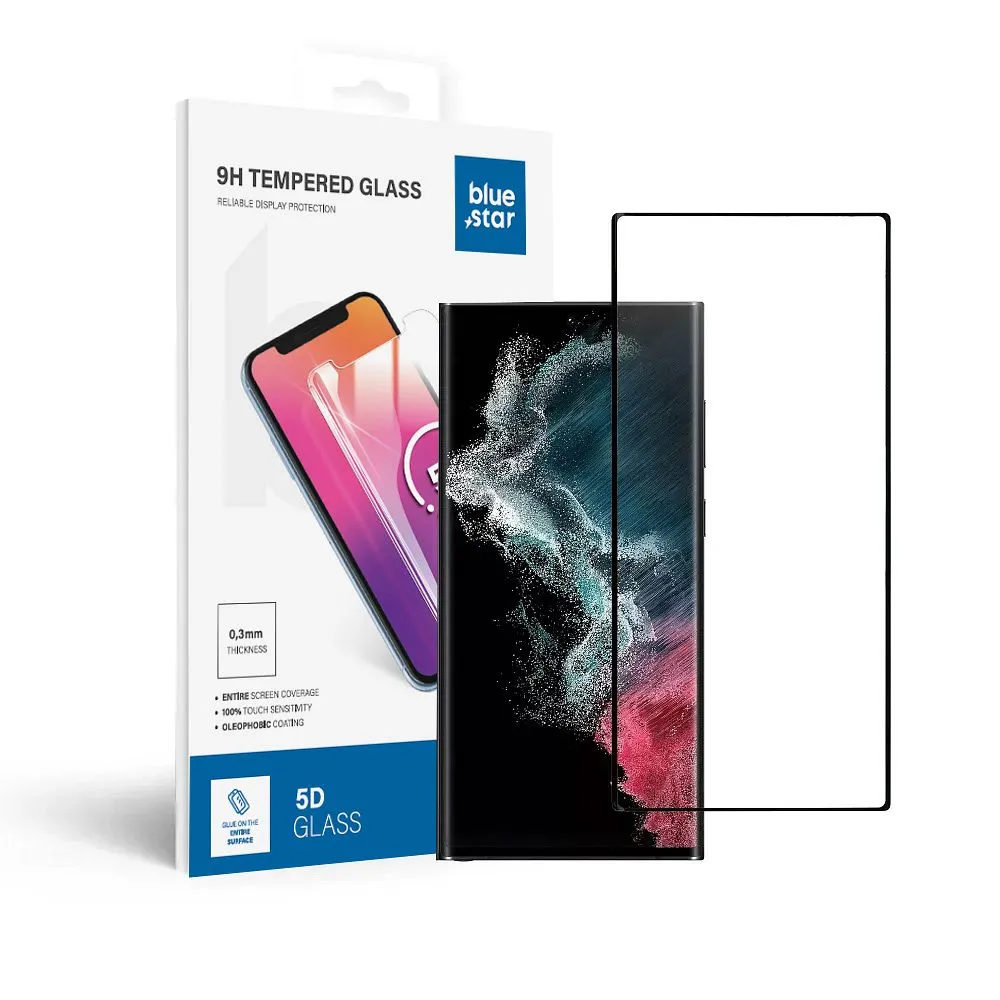 Panzerglas Blue Star 3D - SAM Galaxy S22 Ultra (full glue/case friendly) - schwarz