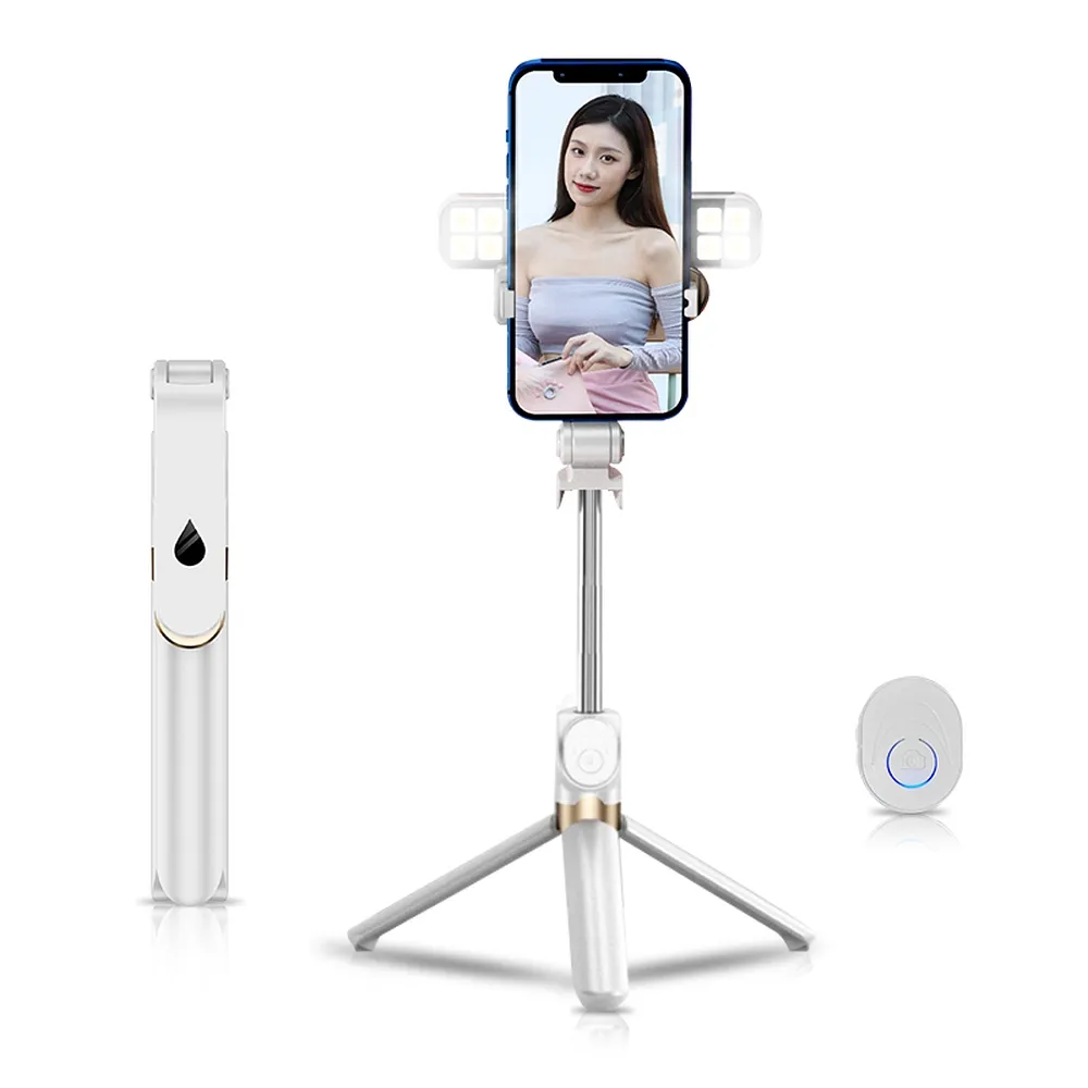 Kit / Selfie-Halter mit Bluetooth-Fernbedienung Stativ LED SSTR-20 weiß