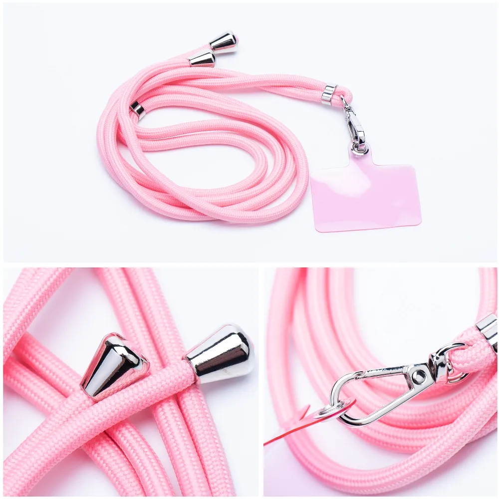 SWING (6mm) Telefonanhänger mit verstellbarer Länge / Kordellänge 165cm (max 82.5cm in Schlaufe) / passend für Schulter oder Hals - hellrosa