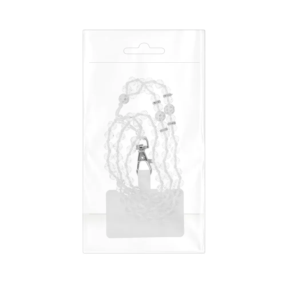 CRYSTAL DIAMOND Telefonanhänger / Kordellänge 74cm (37cm in Schleife) / Halsanhänger - weiß