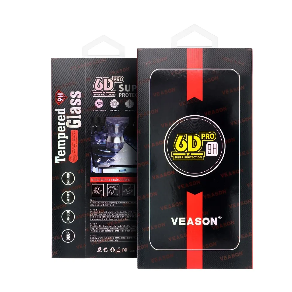 6D Pro Veason Gehärtetes Glas - passend für Iphone X / XS / 11 Pro schwarz