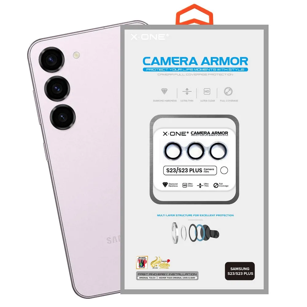 X-ONE Gehärtetes Glas passend für Kameraobjektiv Camera Armor - passend für Samsung Galaxy S23/S23 Plus