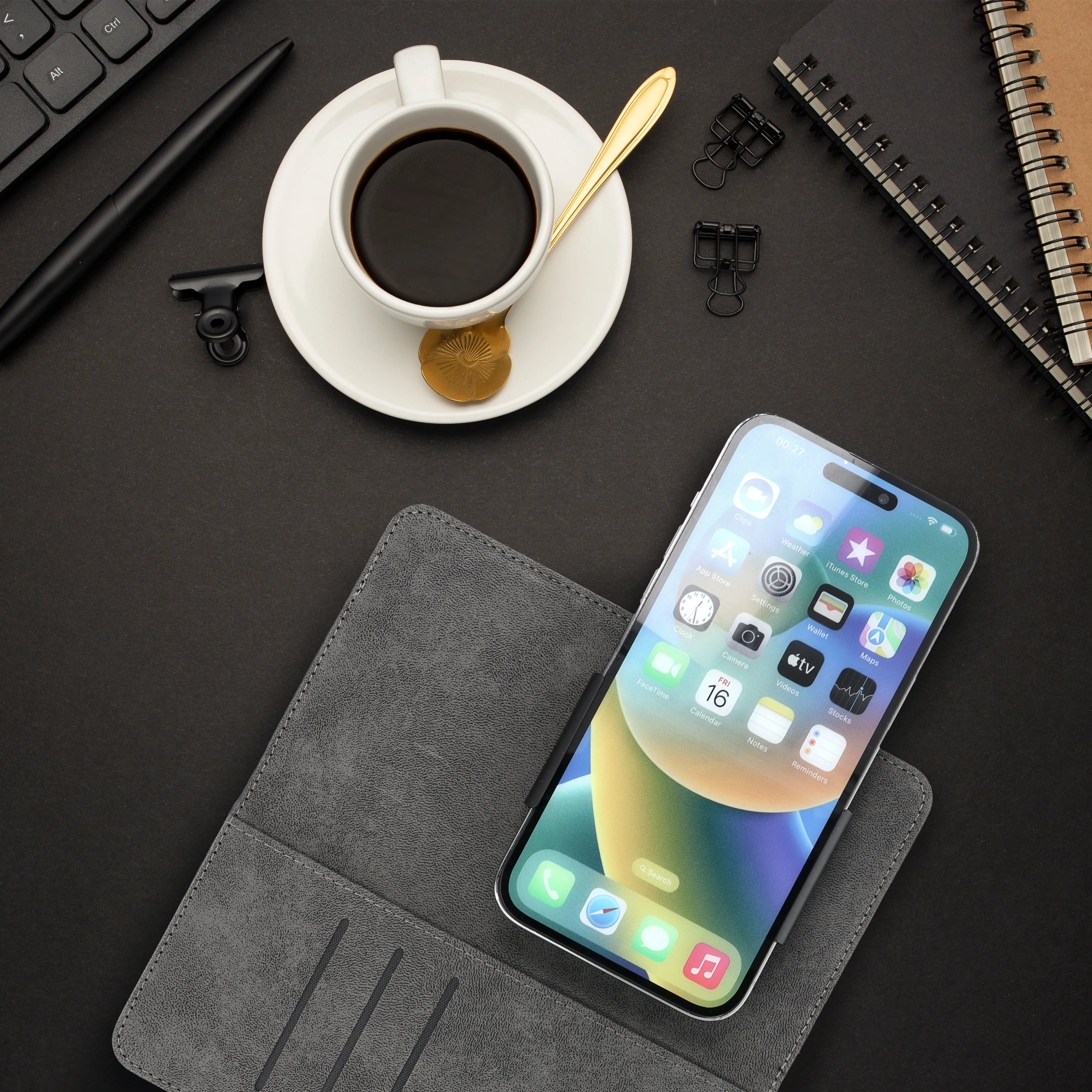 Flip case passend für iPhone 6 PLUS / 7 PLUS / 8 PLUS / XS MAX / 11 PRO MAX / Samsung S20 FE / S21 FE / S10 PLUS / A10 / A32 / A54 / Xiaomi 12 LITE / Huawei P30 PRO Common Book size L black