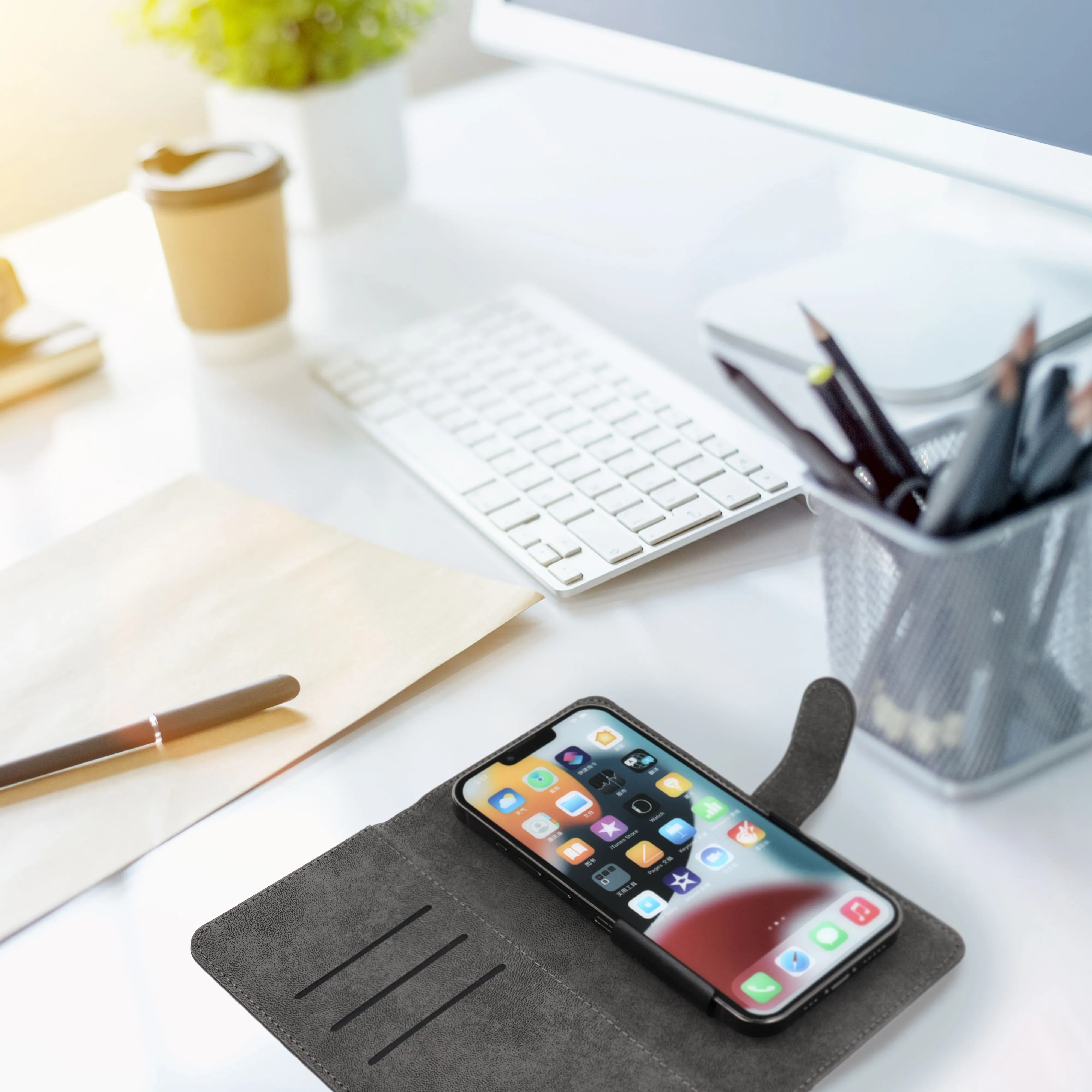Flip case passend für iPhone 6 PLUS / 7 PLUS / 8 PLUS / XS MAX / 11 PRO MAX / Samsung S20 FE / S21 FE / S10 PLUS / A10 / A32 / A54 / Xiaomi 12 LITE / Huawei P30 PRO Common Book size L black