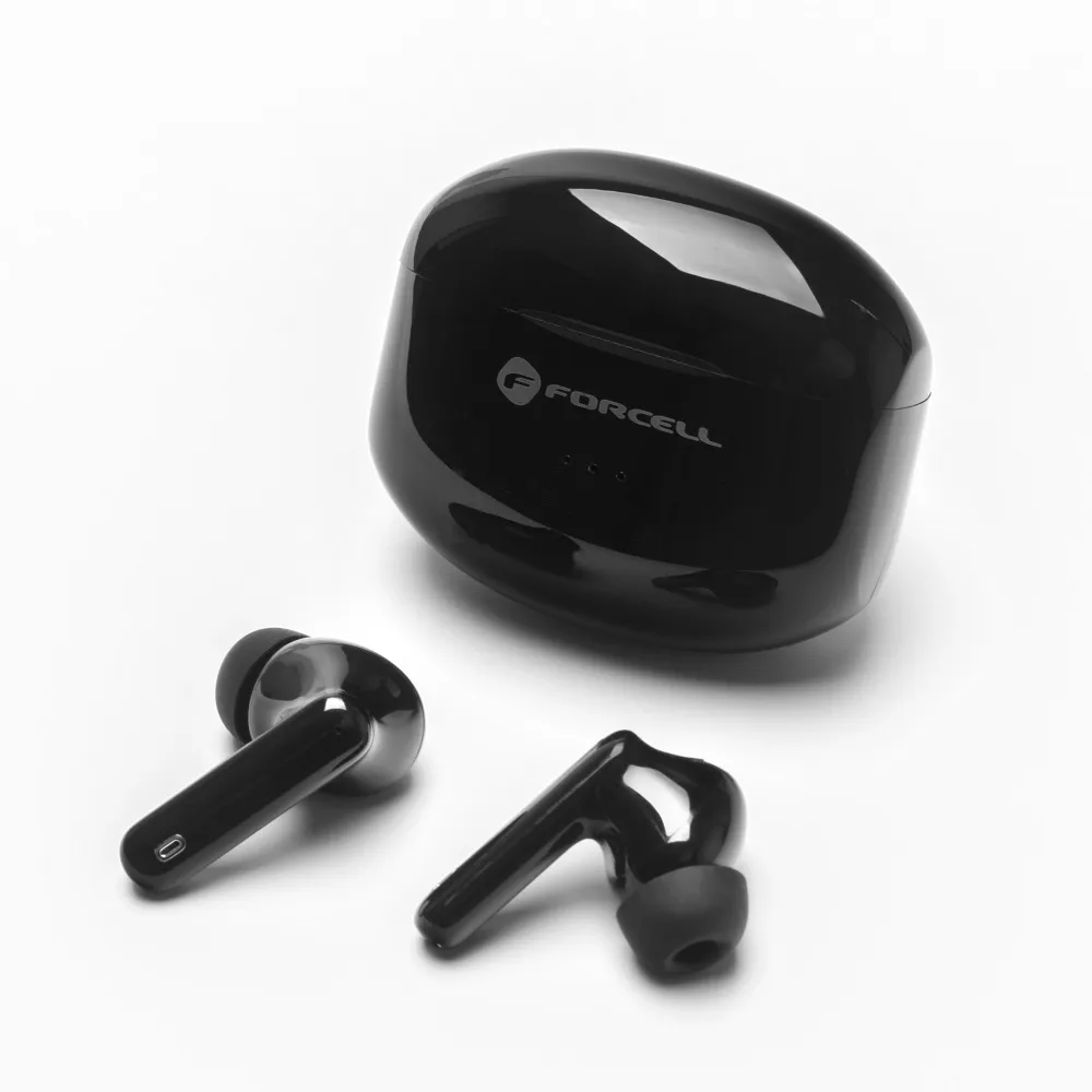 FORCELL F-AUDIO drahtloser / bluetoothfähiger Stereo-Kopfhörer TWS CLEAR Sound schwarz