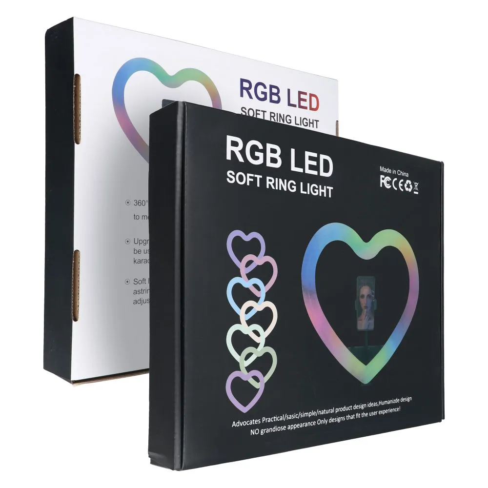 LED Ring / Heart Stream RGB Ringlicht 10 Zoll FULL COLOR mit Handyhalter + Stativ JM26-10