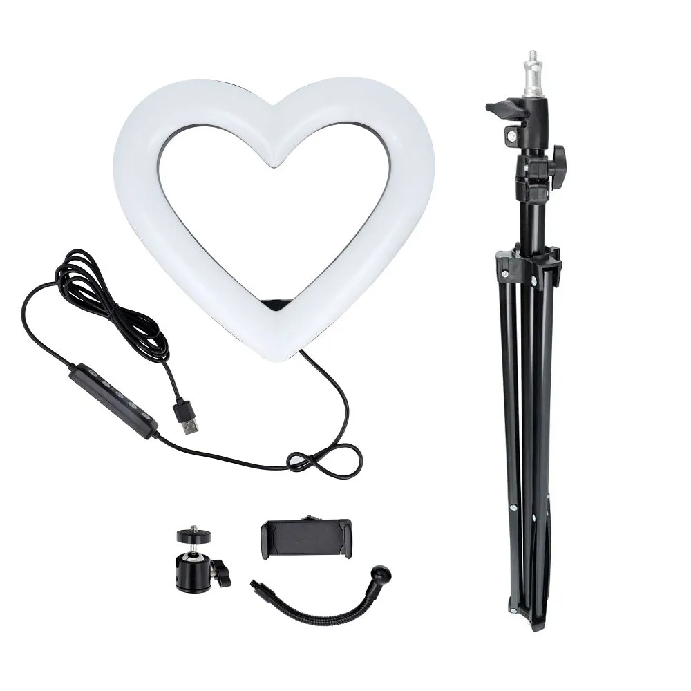LED Ring / Heart Stream RGB Ringlicht 10 Zoll FULL COLOR mit Handyhalter + Stativ JM26-10