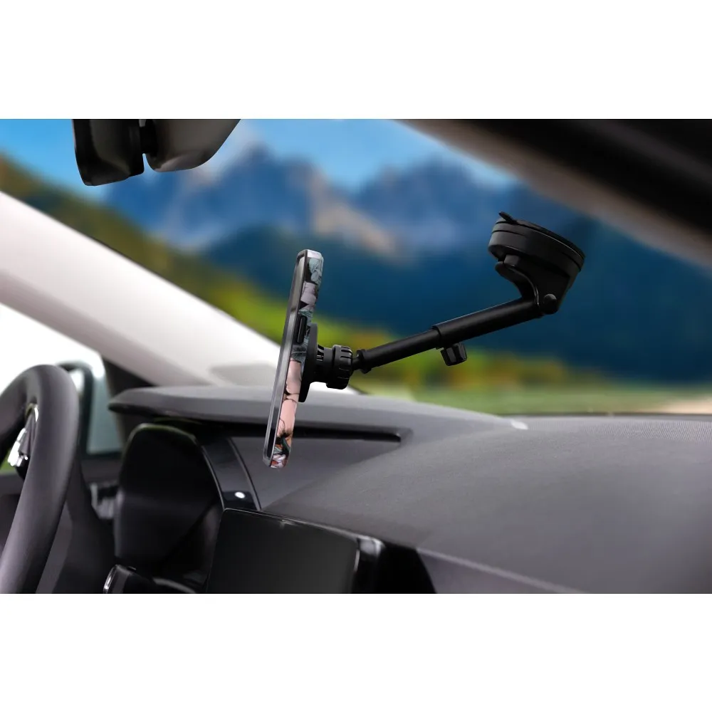 FORCELL F-Grip PrecisionX Autohalter passend für Windschutzscheibe/Bord/Gitter kompatibel mit MagSafe schwarz