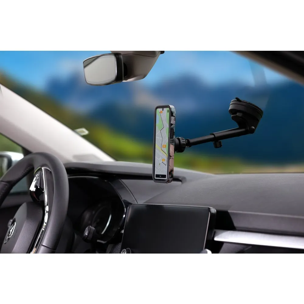 FORCELL F-Grip PrecisionX Autohalter passend für Windschutzscheibe/Bord/Gitter kompatibel mit MagSafe schwarz