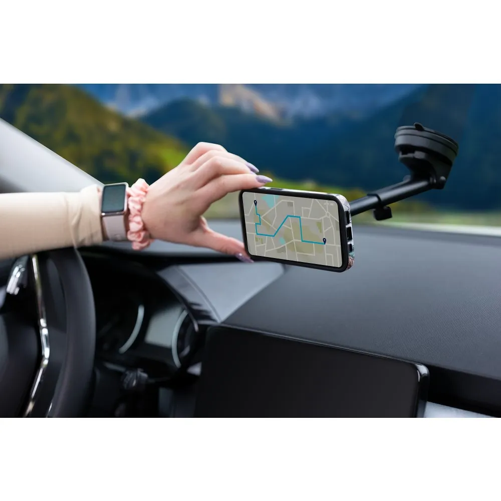 FORCELL F-Grip PrecisionX Autohalter passend für Windschutzscheibe/Bord/Gitter kompatibel mit MagSafe schwarz