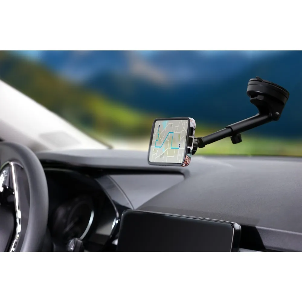 FORCELL F-Grip PrecisionX Autohalter passend für Windschutzscheibe/Bord/Gitter kompatibel mit MagSafe schwarz