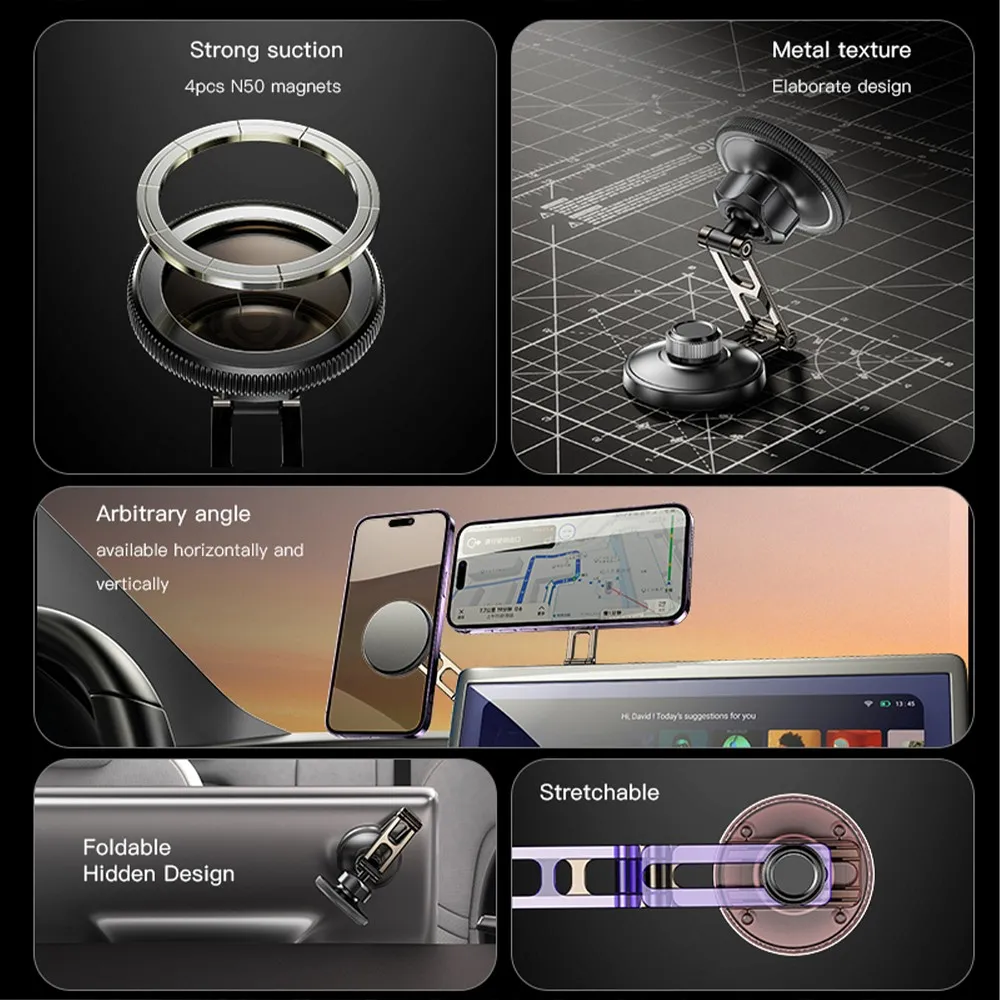 FORCELL F-Grip IronSecure Autofenster-/Bordhalterung kompatibel mit MagSafe schwarz