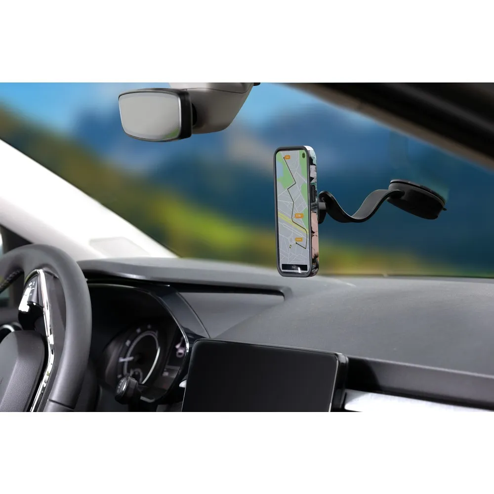 FORCELL F-Grip MagFlex Autohalter passend für Windschutzscheibe/Bord/Gitter kompatibel mit MagSafe schwarz