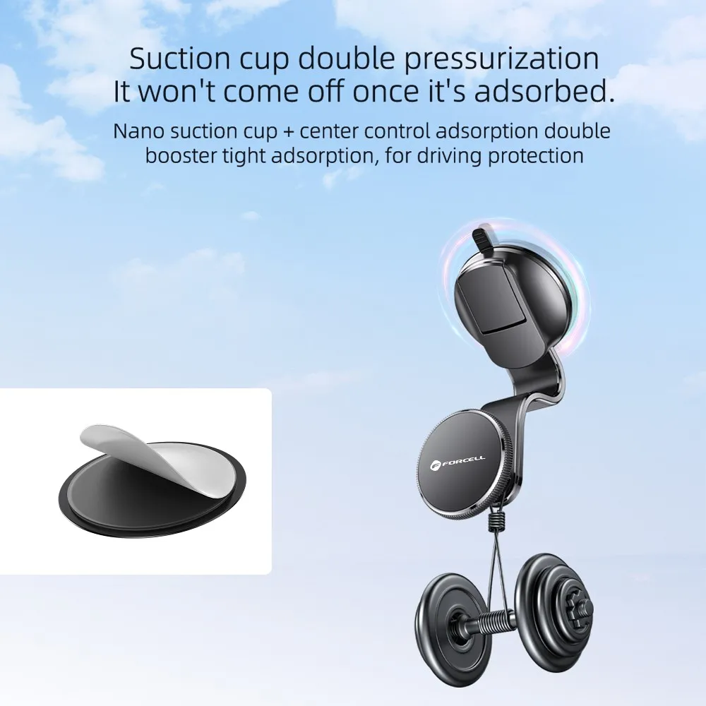 FORCELL F-Grip MagFlex Autohalter passend für Windschutzscheibe/Bord/Gitter kompatibel mit MagSafe schwarz