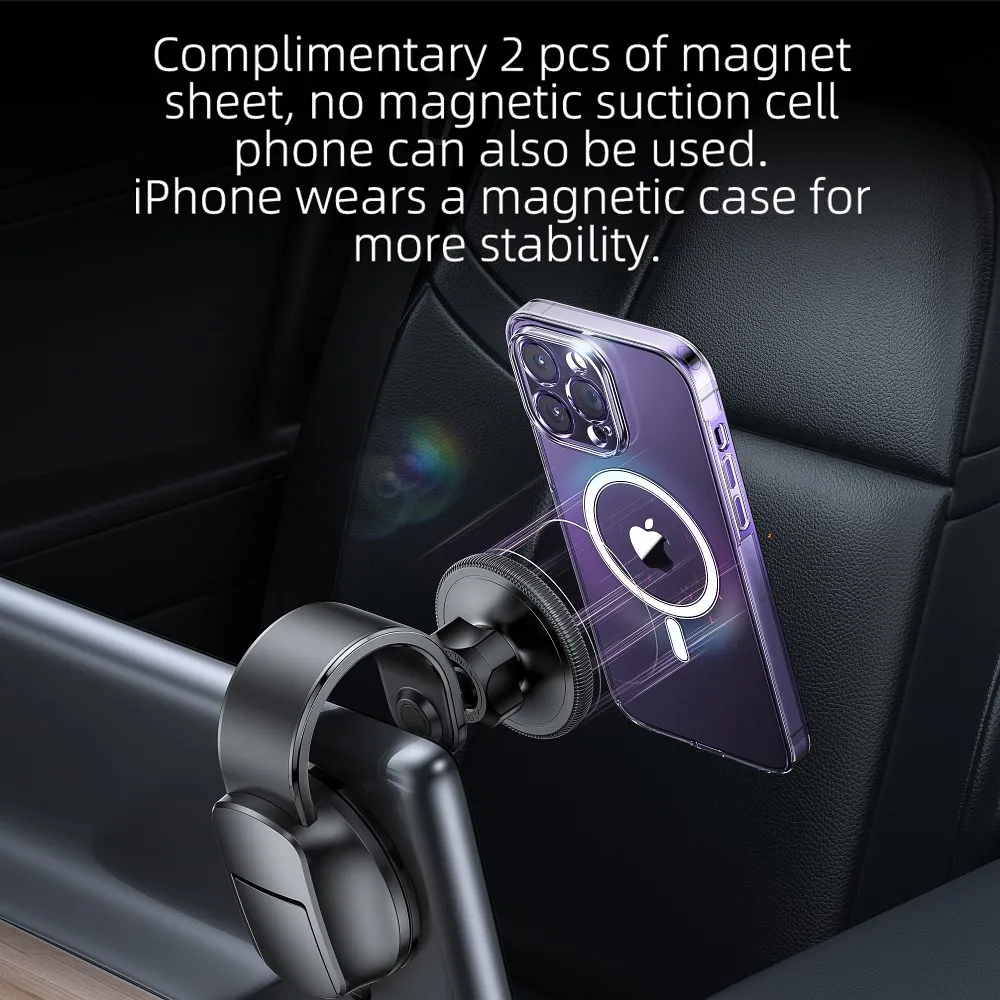 FORCELL F-Grip MagFlex Autohalter passend für Windschutzscheibe/Bord/Gitter kompatibel mit MagSafe schwarz