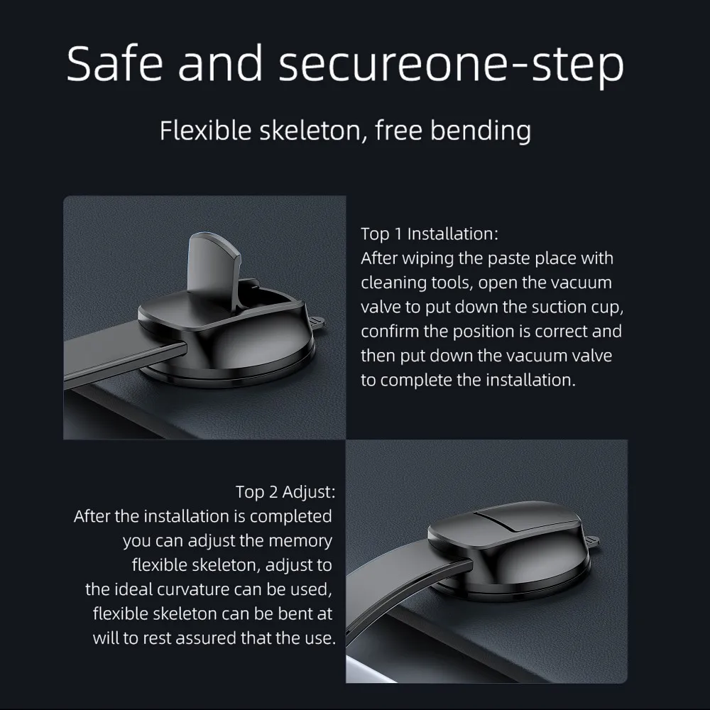 FORCELL F-Grip MagFlex Autohalter passend für Windschutzscheibe/Bord/Gitter kompatibel mit MagSafe schwarz