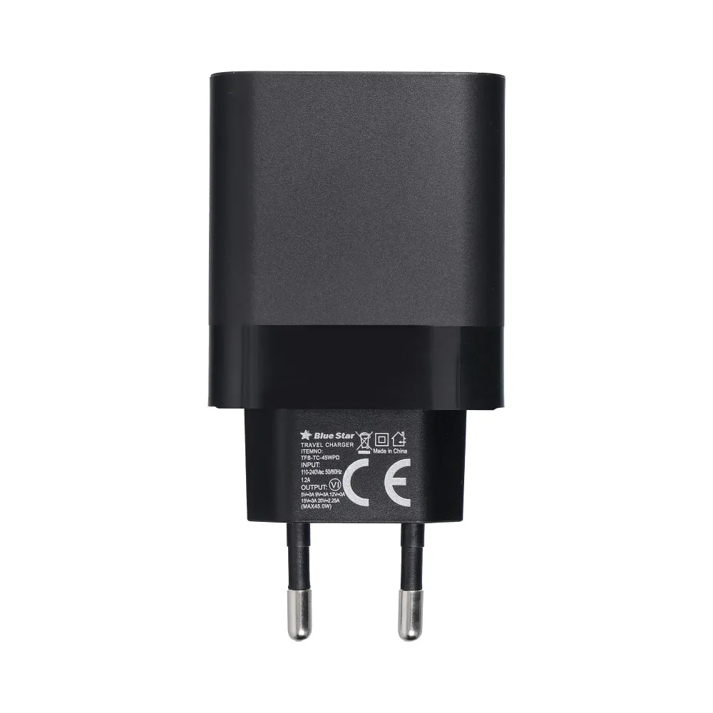 NETZ - Ladegerät Blue Star mit USB Typ C - 3A 45W Anschluss mit PD und Quick Charge 4.0 Ladefunktion