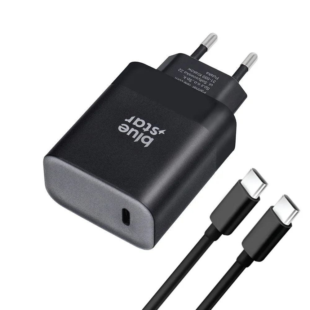 Blue Star Netz-Ladegerät mit USB-C-Anschluss und Typ-C-Kabel - 3A 45W mit PD- und QC 4.0-Ladefunktion