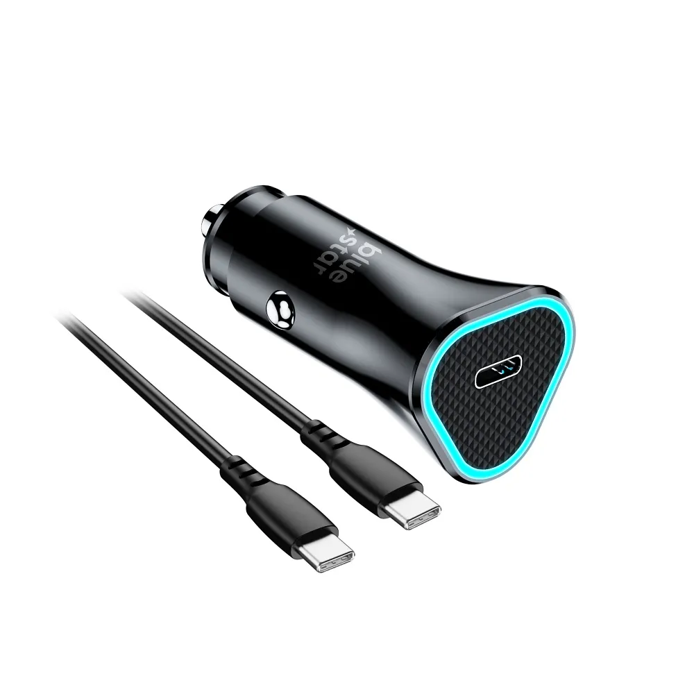 Blue Star 20W Autoladegerät (PD, QC 3.0, AFC) mit USB C Anschluss und 60W USB C-C Kabel