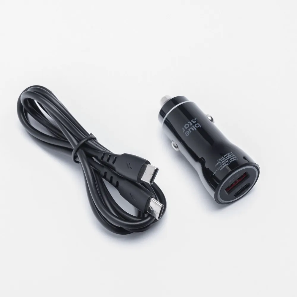 Blue Star 25W Autoladegerät (PD, QC 3.0, AFC, PPS) mit USB C Anschluss und 60W USB C-C Kabel