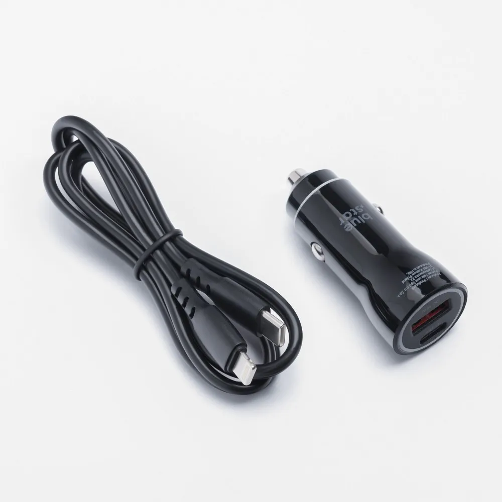 Blue Star 25W Autoladegerät (PD, QC 3.0, AFC, PPS) mit USB C Anschluss und USB C zu Lightning 3A Kabel