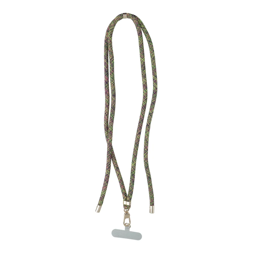 SWING (8mm) Telefonanhänger mit verstellbarer Länge / 165cm Kordellänge (max 82,5cm in der Schlaufe) / passend für Schulter oder Hals - grau grün und rosa