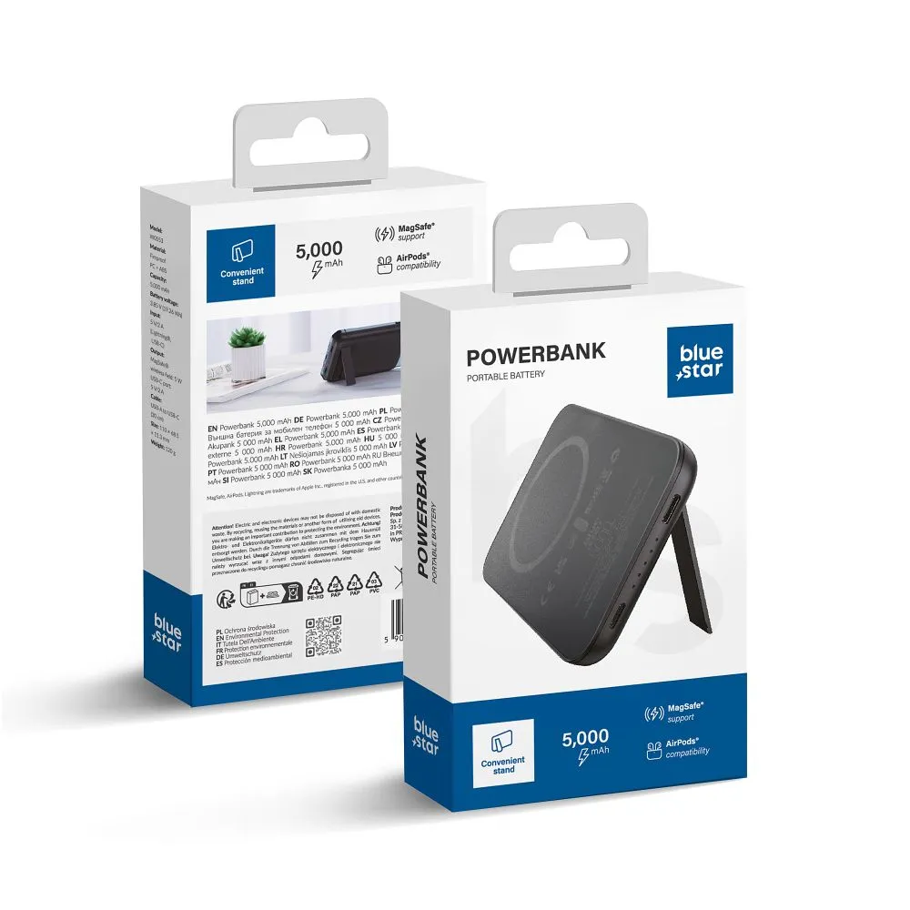 Powerbank zgodny z kompatibel mit MagSafe Blue Star W0553 2A 5W 5000 mAh black