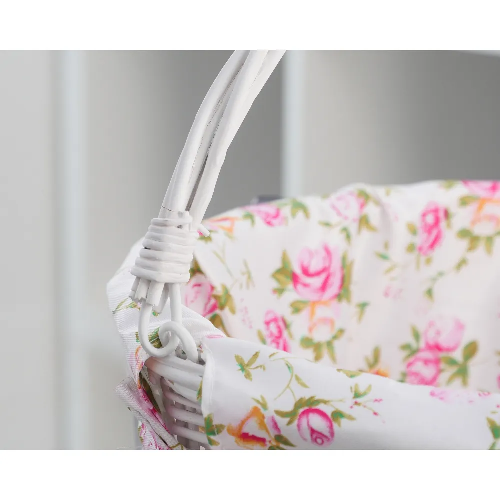 Willow basket with printing fabric FSBKT-037-1 white