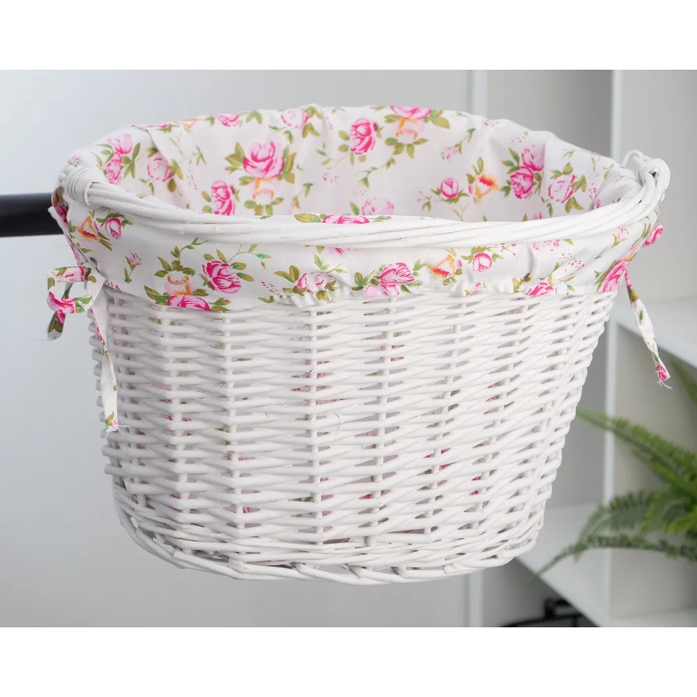 Willow basket with printing fabric FSBKT-037-1 white