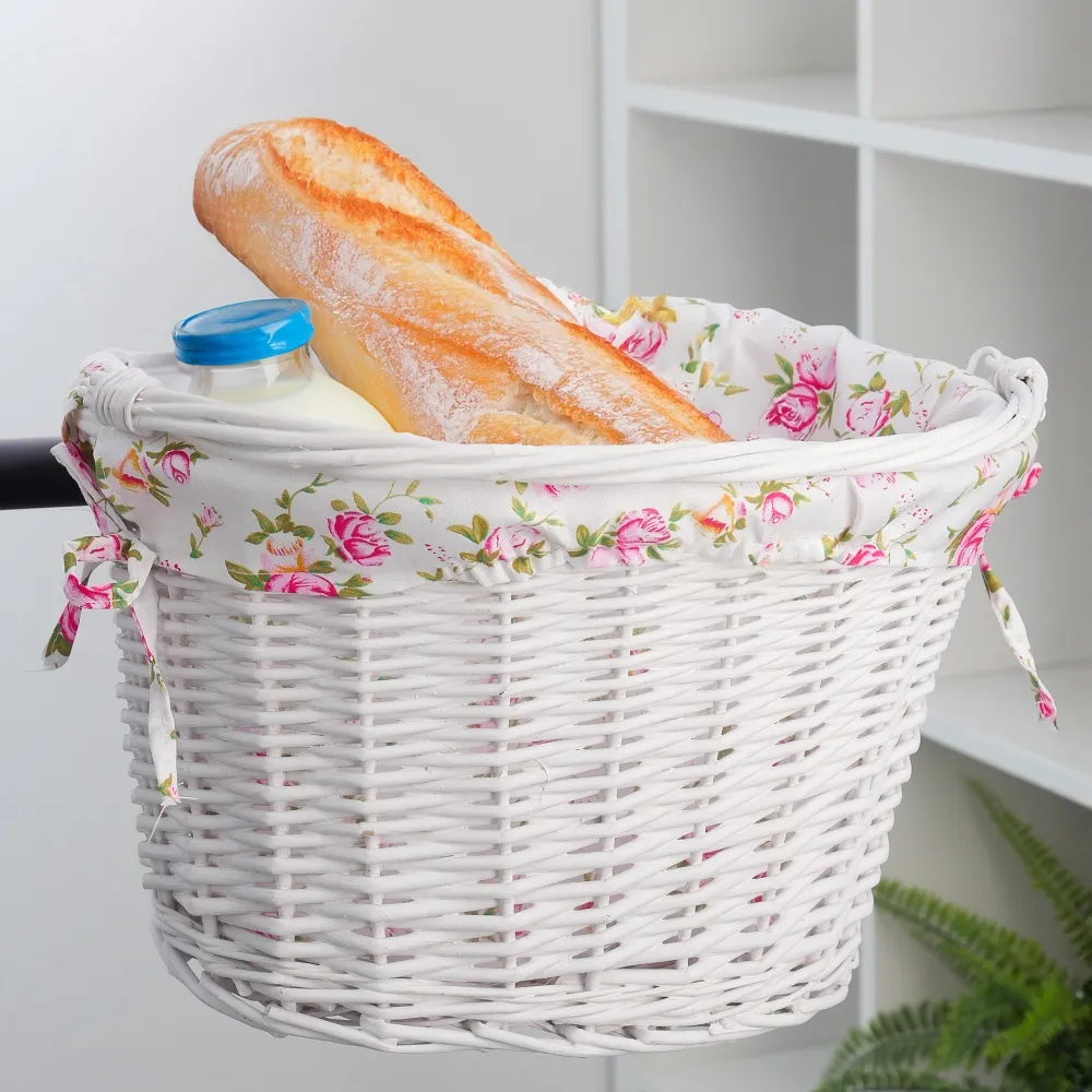 Willow basket with printing fabric FSBKT-037-1 white